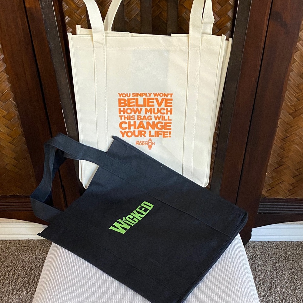 Wicked & Book of Mormon shopping bags NEW